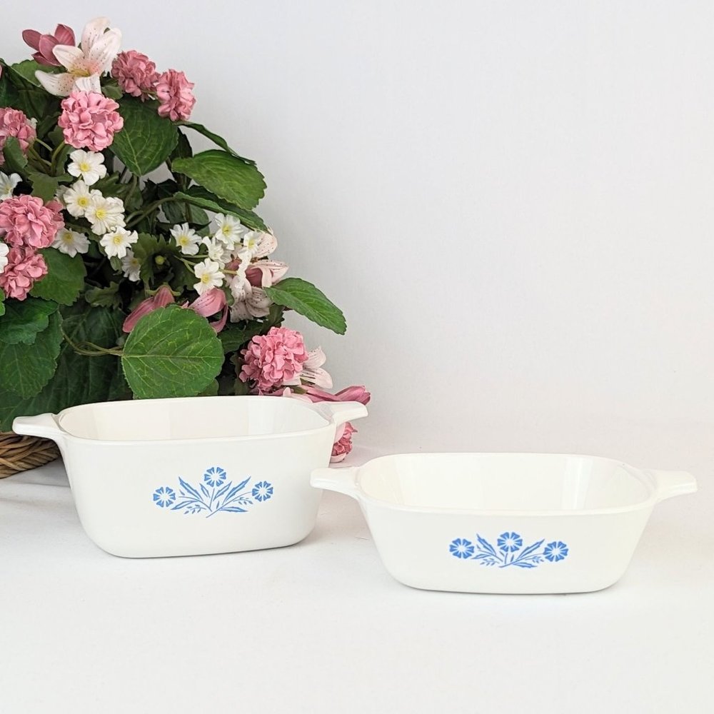 Vintage Corning Ware Cornflower Blue Petite Dish Set Cookware Oven Pans P41 P43